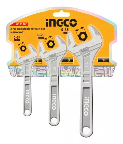 Juego Llaves Ajustable 3Pcs Ingco - Hadwk031