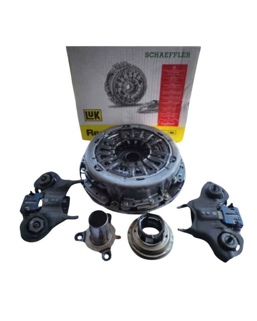 KIT CLUTCH FORD FIESTA ECOSPORT FOCUS CAJA AUTOMATICA EMBRAGUE MODERNO 150062-1 LUK ORIGINAL POWERSHIFT DOBLE CON HORQUILLAS INCLUYE 14 TORNILLOS /4 TUERCAS/1PIN COMPLETO