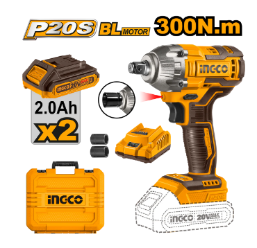 Llave Impacto Inalambrico Ion Litio 20V M1/2 2 Baterias Y Cargador Ingco - Uciwli2038