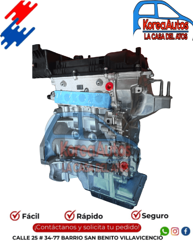 [5188] Motor Nuevo 7/8 Kia Picanto Ion 1.000 Cc  3 Pistones Gasolina Ref G3La Kortech