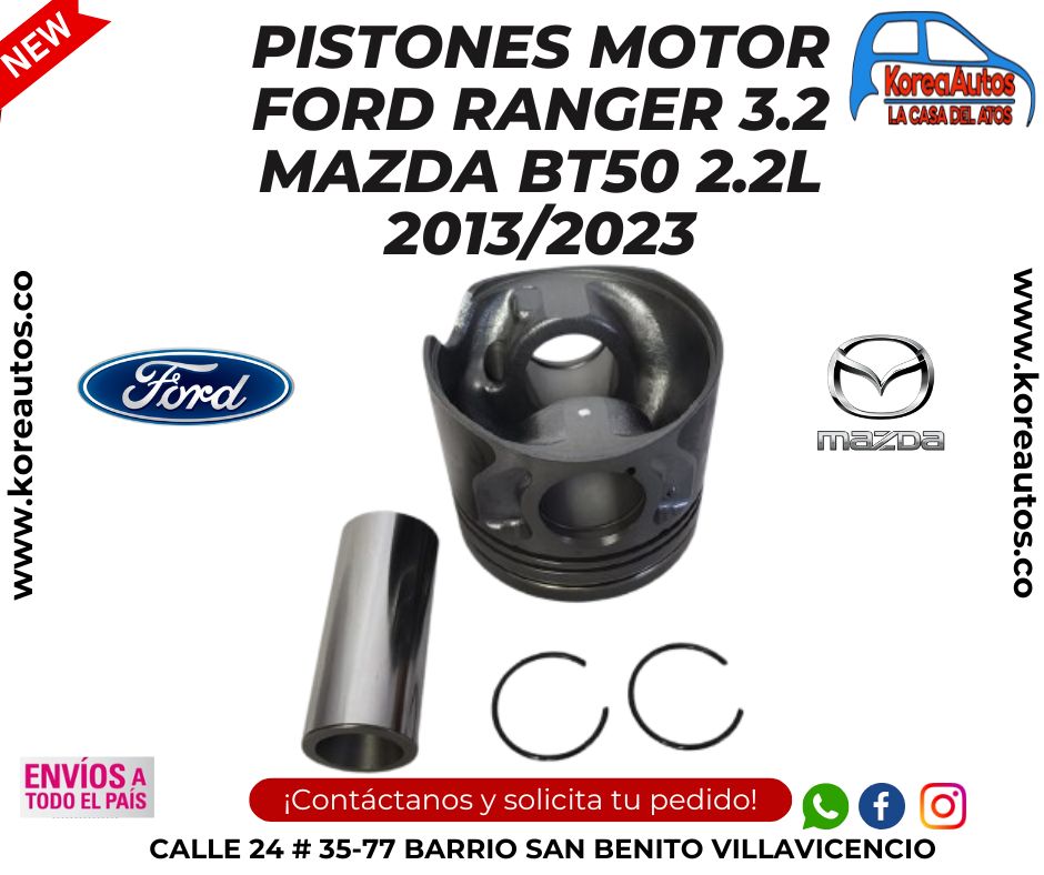 [90280] Pistones Motor Ford Ranger 3.2  Mazda Bt New Unidad