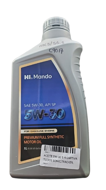 [C9017] ACEITE 5W30 1/4 CAPTIVA  SONIC TRACKER CRUZE MANDO 100% SINTETICO CUARTO - 1 LITRO ORIGINAL