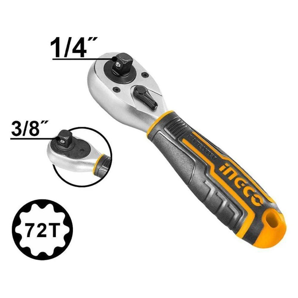 Ratchet 1/4 - 3/8 72T Crv L=140Mm Ingco - Hrth081438