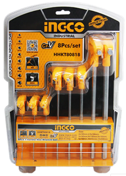 Set Llave Allen Tipo T 8Pcs Ingco - Hhkt80818