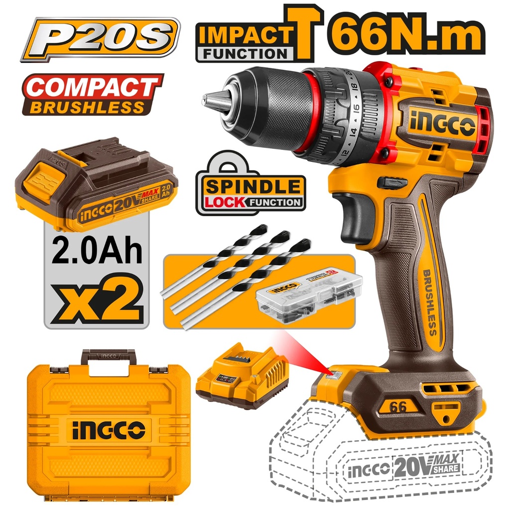 Taladro Impacto 1/2 20V 66Nm Ucidli20668