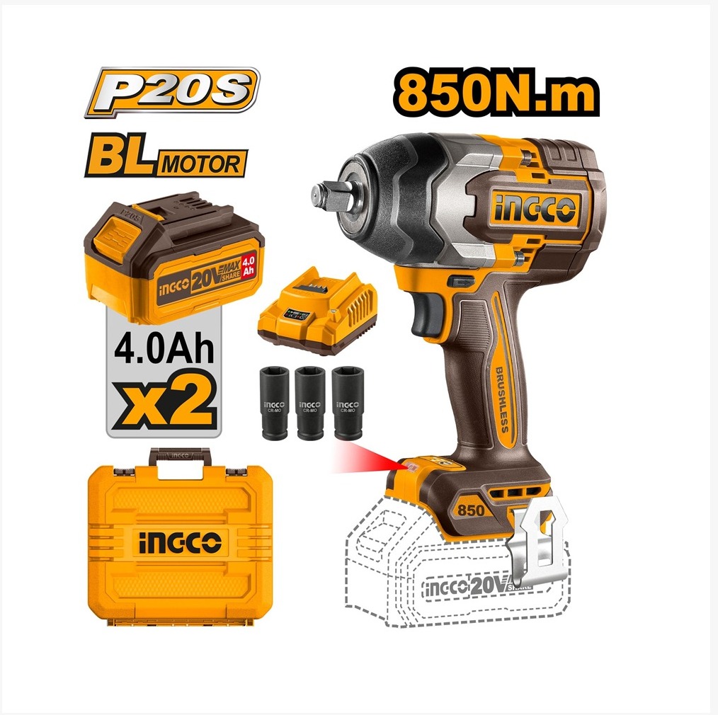 PISTOLA DE IMPACTO 1/2 20V 850NM INCLUYE 2 BATERIAS Y 1 CARGADOR UCIWLI2085