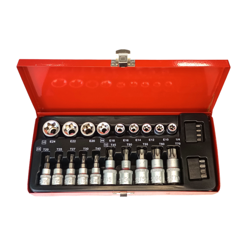 JUEGO DE COPAS TORx X27 PCS 3/8" 1/4" 1/2" TF-7029 - 5340