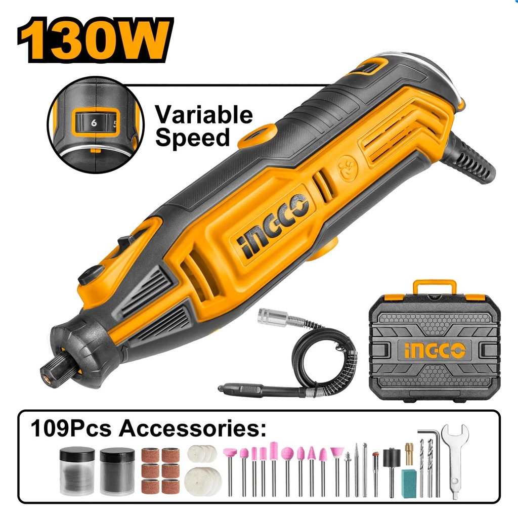 MOTORTOOL 110/120V 60HZ 130W 10000-35000RPM CON 109 ACCESORIOS INGCO - UMG13328