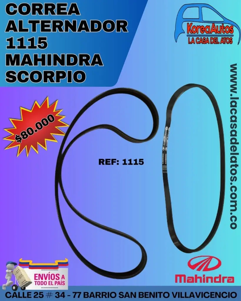 CORREA ALTERNADOR 1115 MAHINDRA SCORPIO 0306gm0141a
