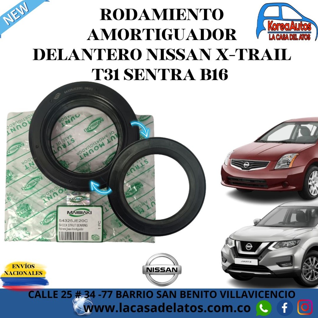 RODAMIENTO AMORTIGUADOR DELAN NISSAN XTRAIL T31 SENTRA B16 - MASAKI 54325-je20c