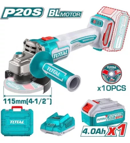 PULIDORA INALAMBRICA 4  1/2 BAT LITIO-ION 20V 1200W +10 DISCOS DE CORTE PARA METAL