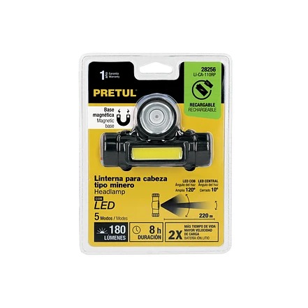 [28256] Linterna Tipo Minero Led 180Lm Con Iman Pretul