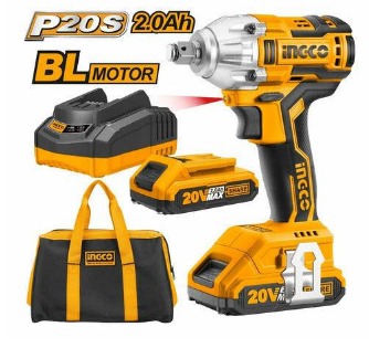 PISTOLA IMPACTO INGCO 20V 1/2 CON 2 BATERIAS Y CARGADOR