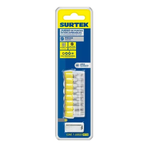 [X11924] Juego De Puntas Torx Intercambiables 9 Pcs Surtek - Pft9