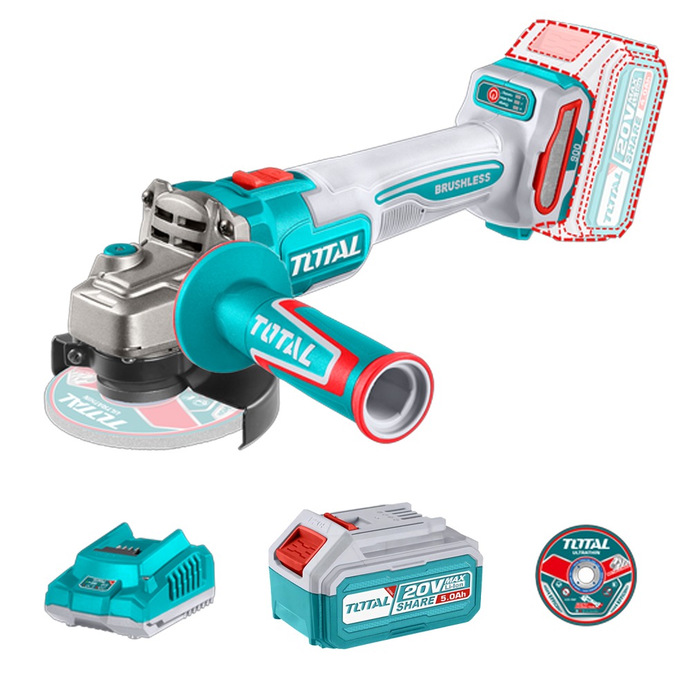 [X11942] Pulidora Inalambrica 4 1/2 Bat Litio 20V 900W+ Cargador + Bat 4Ah + 5 Discos De Corte Metal Utagli261521