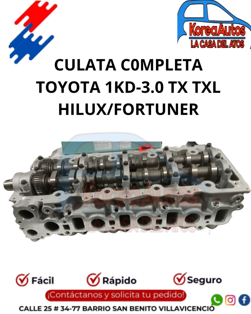 [6576] Culata Completa  Toyota 1Kd-3.0 Tx Txl  Hilux/Fortuner