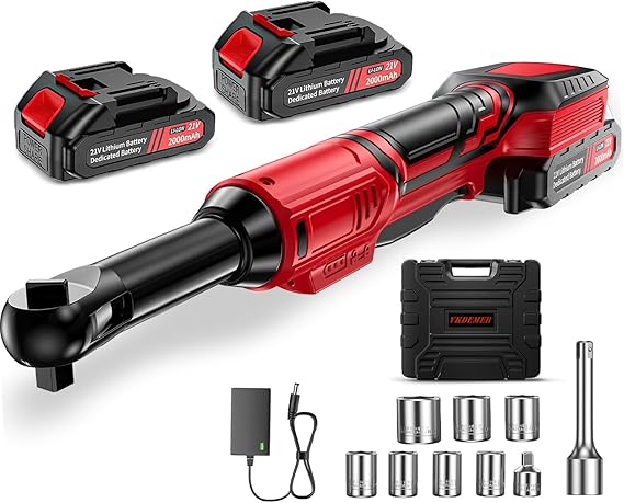 Ratchet Inalambrico De 3/8 60Ft-Lbs Con Velocidad Variable De 400Rpm 21V Con Batería De 2X2.0Ah 7 Dados