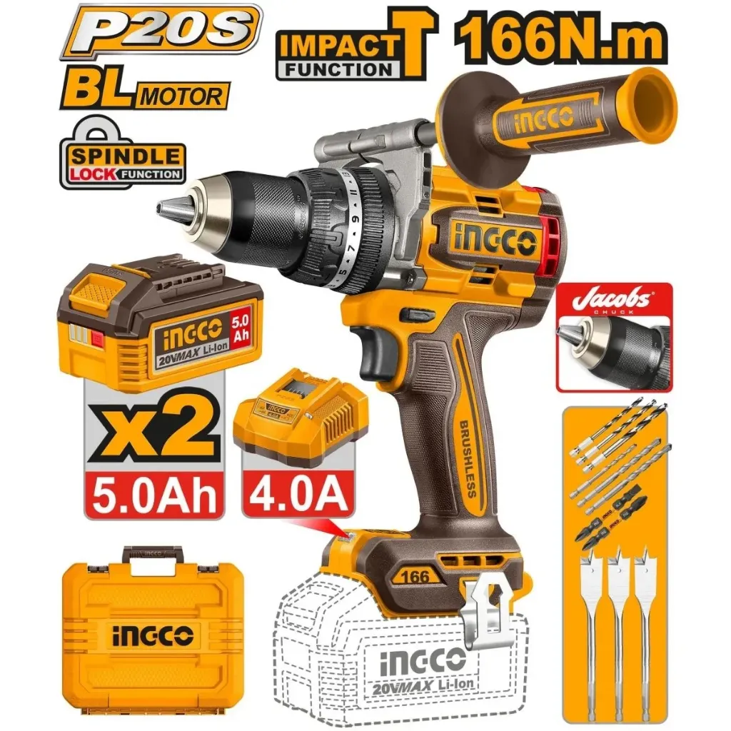 [X11999] Taladro De Impacto 1/2 20V 166 Nm Brusheless 2 Baterias y Cargador  UcIDLI201668