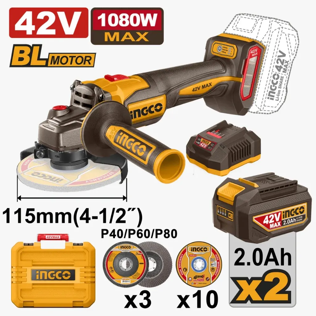 [X12000] Pulidora Inalambrica 42V 4 1/2 Incluye 2 Baterias, Cargador y Accesorios Ucagli4128112