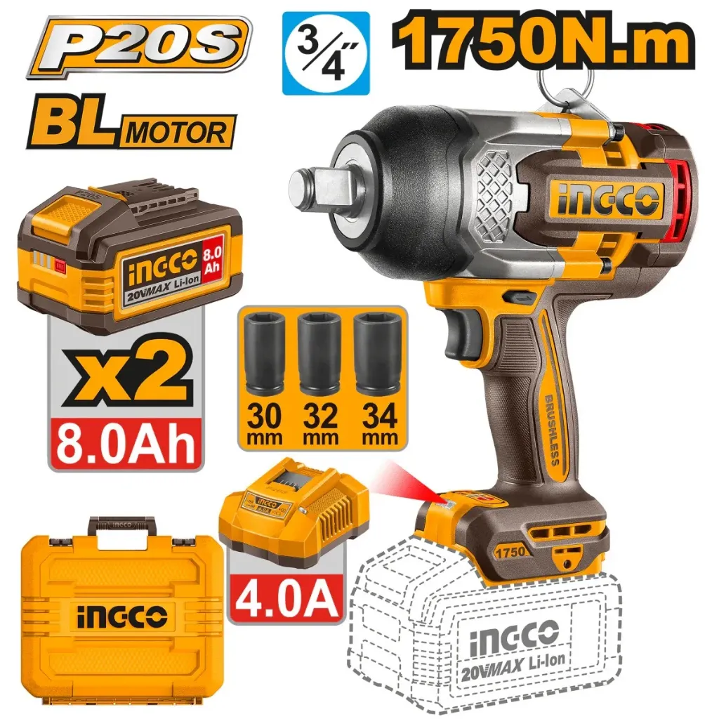 Pistola Impacto C 3/4 20V 1750Nm 1800 Rpm Brushless Incluye 2 Baterias Y Cargador Uciwli20175