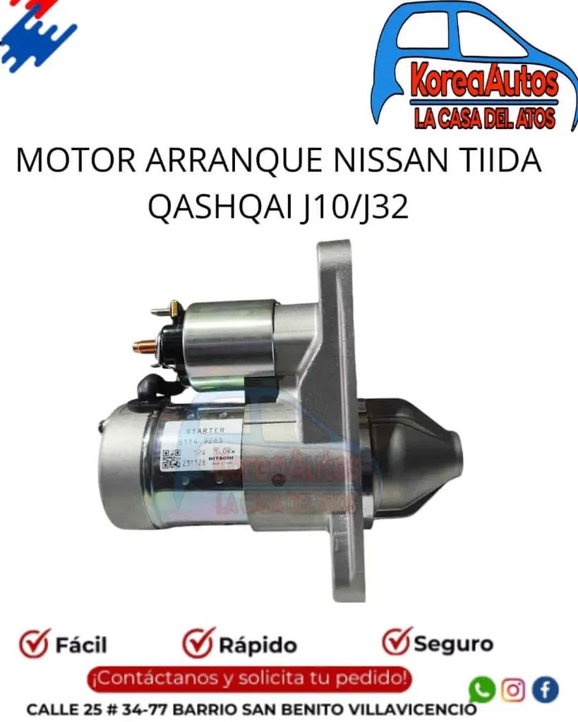 [1372] Motor Arranque Nissan Tiida QASHQAI J10/J32 - HITACHI JAPON - 23300-cj70c
