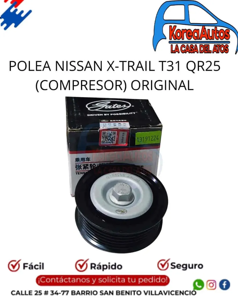 Polea Nissan Xtrail T31 QR25 (Compresor) - GATES ORIGINAL - 11925-EA00A