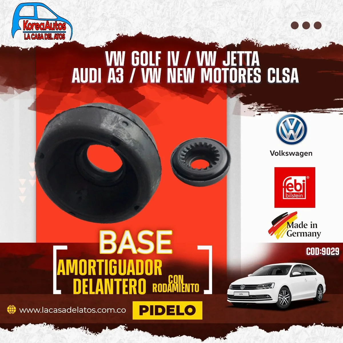 Base Amortiguador Delantero Con Rodamiento Vw4076
