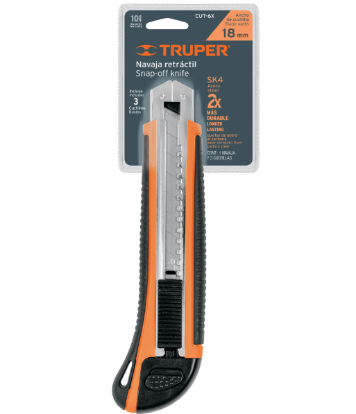 BISTURIN 18 MM PROFESIONAL CON ALMA METALICA Y GRIP TRUPER