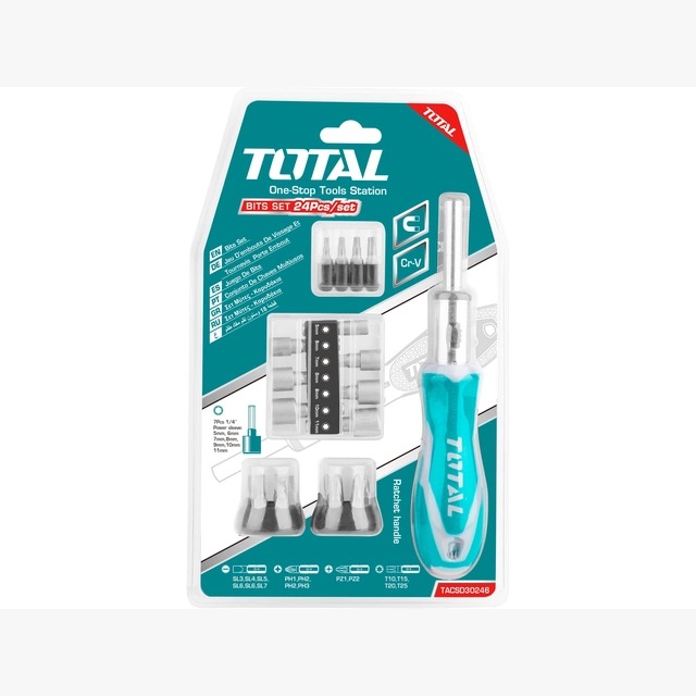 JUEGO 24 PIEZAS DE PUNTAS SL,PH Y PZ 5-11 MM CON MANGO TIPO RATCHET