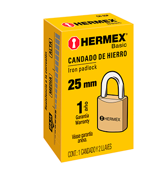 Candado Hierro Color Laton 25 Mm, Corto, Caja, Basic