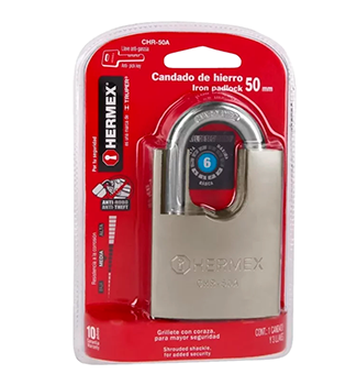 [43313] CANDADO HIERRO CON CORAZA 50 MM