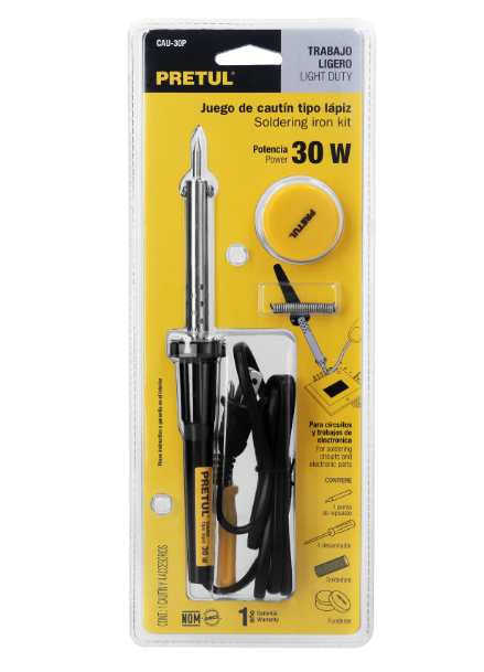 [22805] Cautin 30W Tipo Lapiz Con Accesorios Trabajo Lijero - Pretul