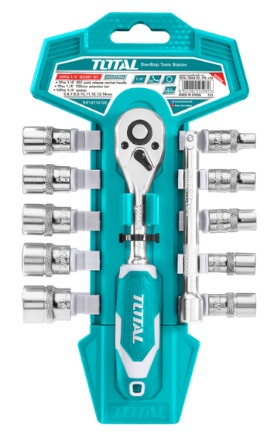 JUEGO 12 PZS 10 CUBOS 1/4" 5-14MM RACHET+ EXTENCION 4" TOTAL - THT14114126