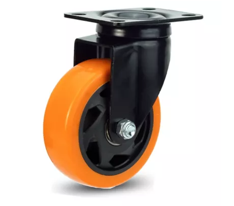 RUEDA NARANJA CON FRENO 4"