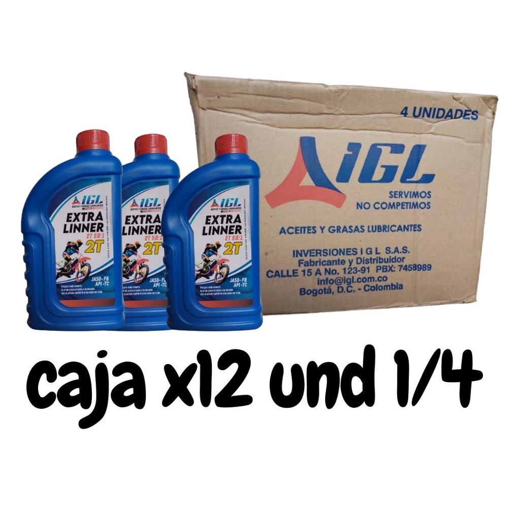 Combo Caja  Aceite Motor 50 / 2 Tiempos Por 12 Und A2T2450 - Igl