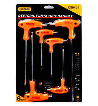 Destornillador. Punta Torx 6Pcs (T10-40) Mango T