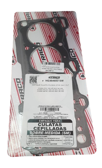 [C5092B] Empaque Culata Atos Sobre Medida Marca Fraco Hg3640001Sm