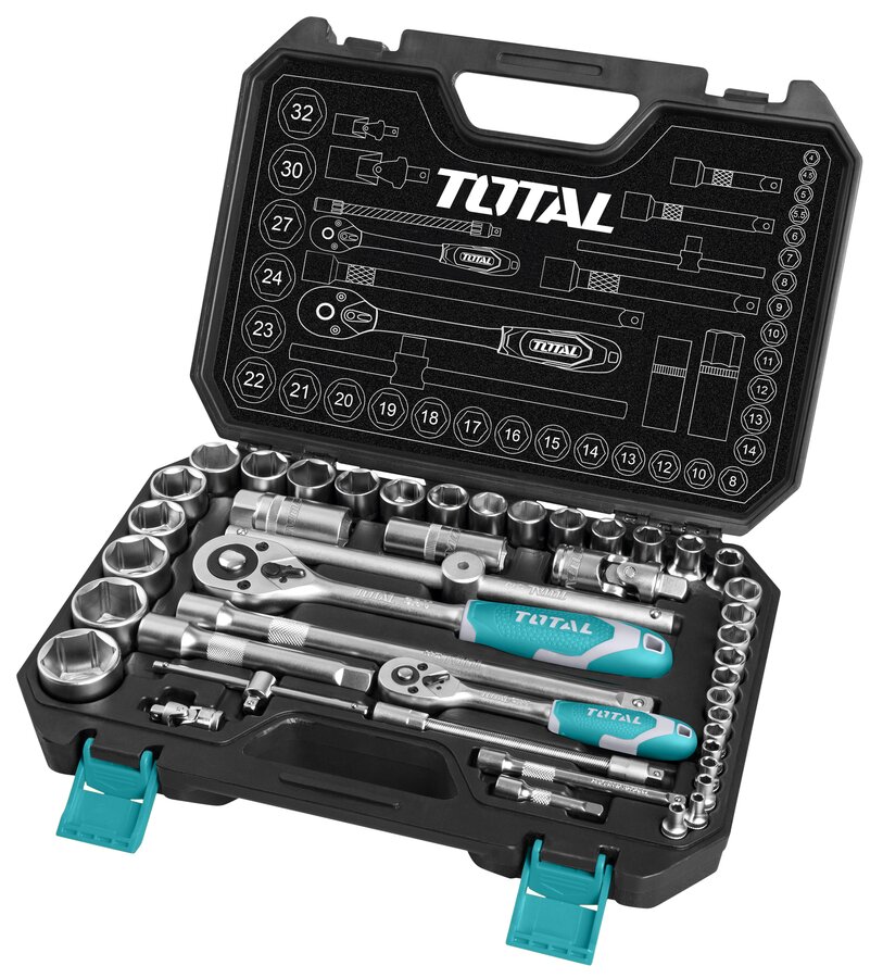 [X10213] Juego 44 Pzs De Cubos 1/2" 8-32Mm Y 1/4" 4-14Mm - Tht421441