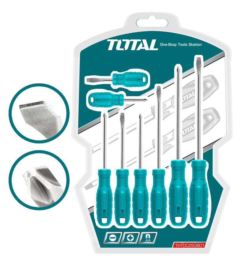 [X10211] Juego 8 Destornilladores  Planos Y Phillips Cr-V En Blister - Thtdc250801
