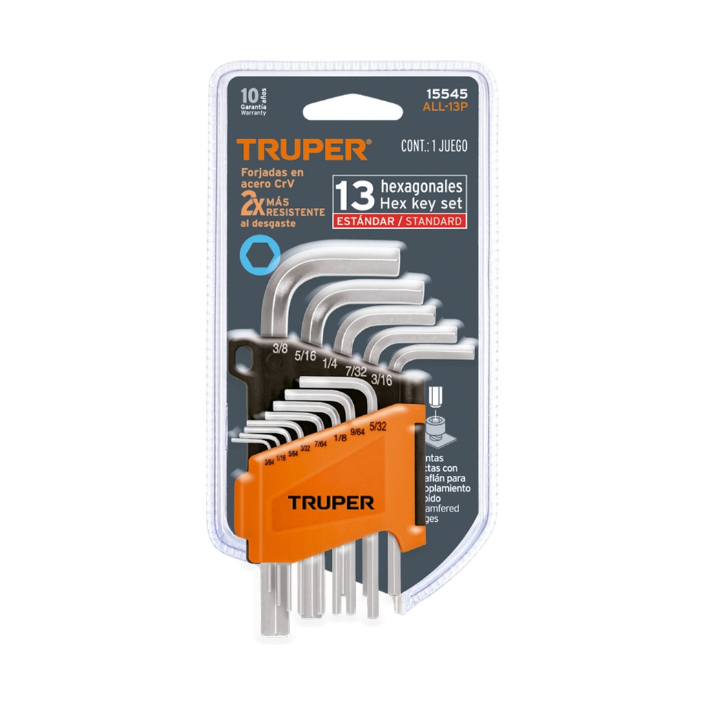Juego De 13 Llaves Allen Std  All-13P - Truper