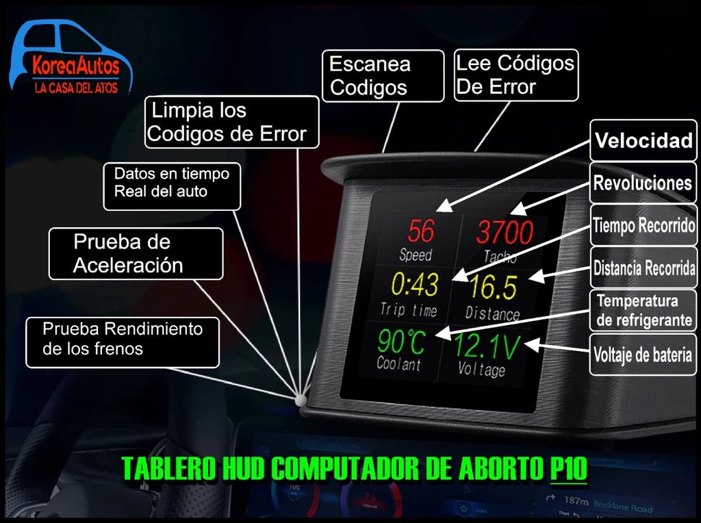 MONITOR ESCENER  OBD2 P12 ALARMA DE TEMPERATURA