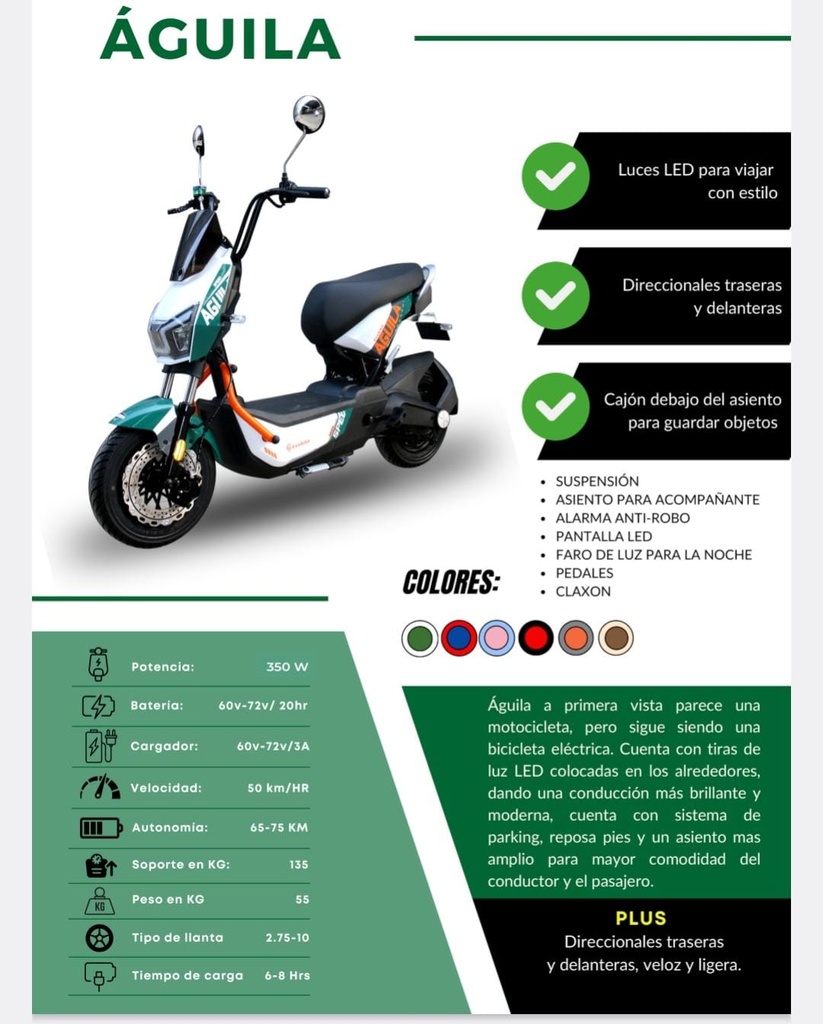 BICIMOTO ELECTRICA MODELO AGUILA