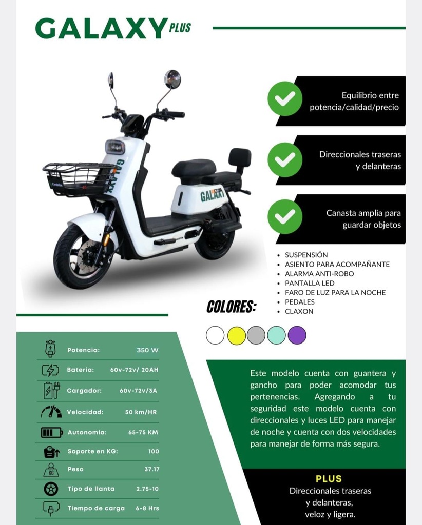 BICIMOTO ELECTRICA MODELO GALAXY