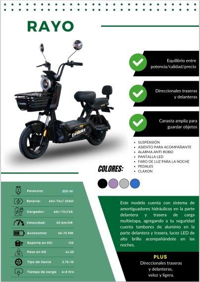 BICIMOTO ELECTRICA MODELO RAYO