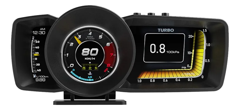 [X11480] Monitor Hud Obd2 A600 3 Pantallas Vehiculos Y Camiones En Español Escaner Y Alarma De Temperatura Computador A Bordo Gps