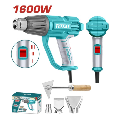 Pistola De Calor 50-550°C 300/450L/Min 1600W Con 4 Accesorios Total - Utb16078