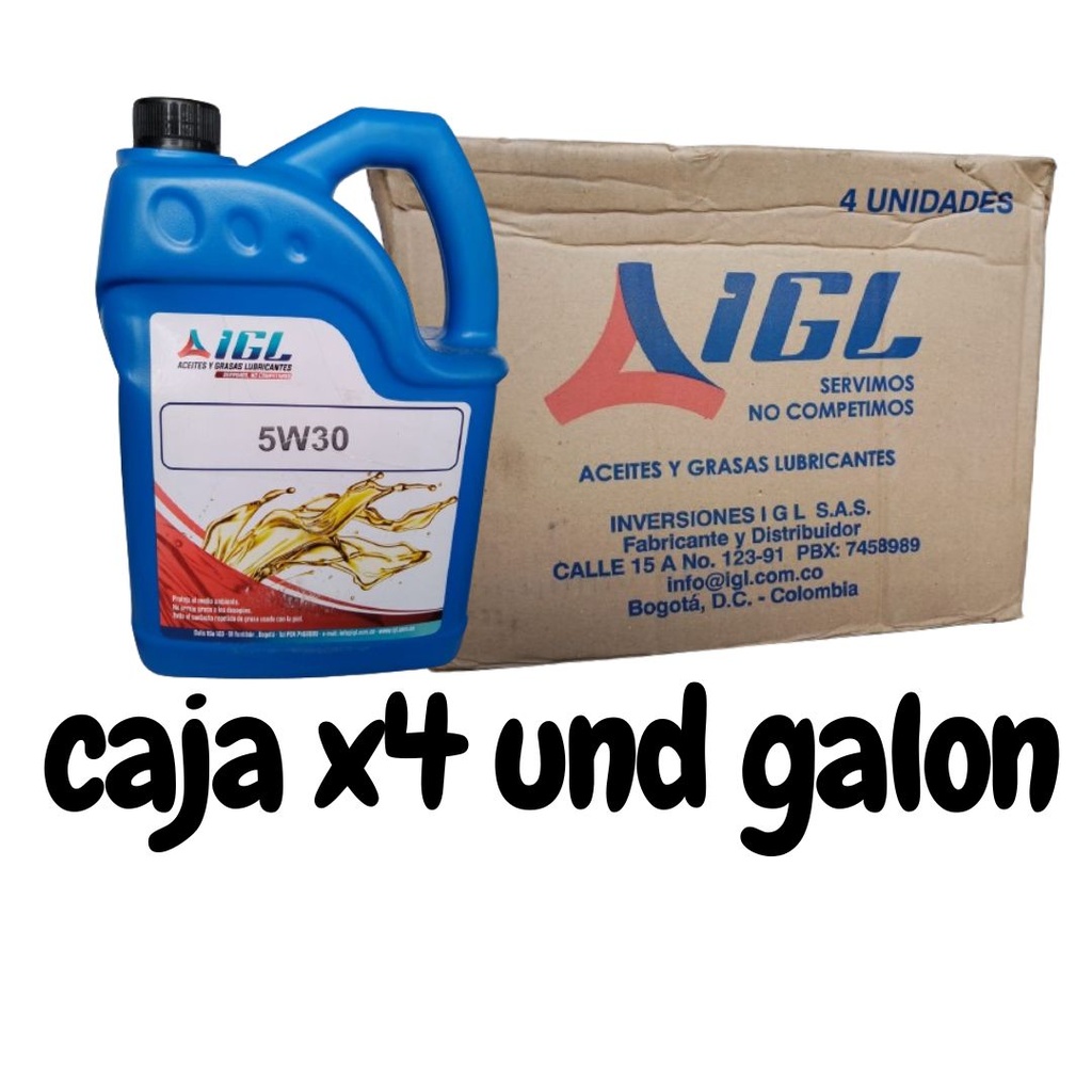 COMBO CAJA ACEITE MOTOR 5W30 GALON 4 UND- IGL  A045W30