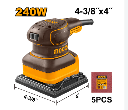 LIJADORA DE PALMA 110/120V 14000RPM CON 5 PLIEGOS LIJA INGCO - UPS2416