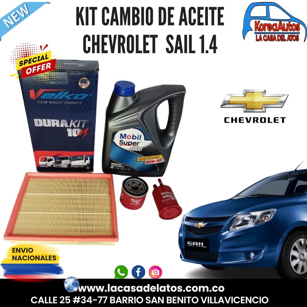 COMBO CAMBIO DE ACEITE CHEVROLET SAIL 1.4
