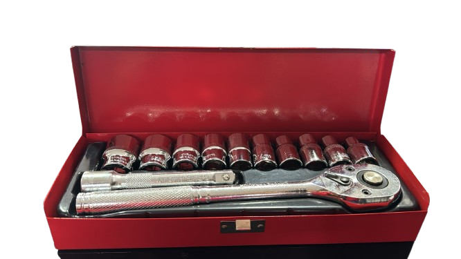 JUEGO DE COPAS DE 12PCS CAJA METALICA SRUNV IMEX - SAT012